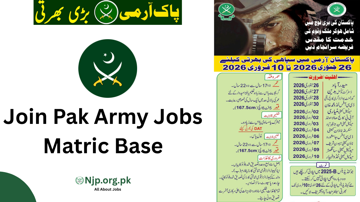 Join Pak Army Jobs Matric Base