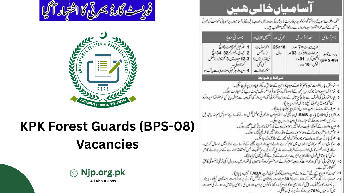 KPK Forest Guards (BPS-08) Jobs 2026 Online Apply
