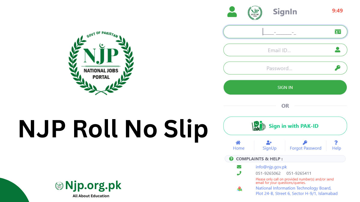 NJP Roll No Slip 2026 Download @njp.gov.pk