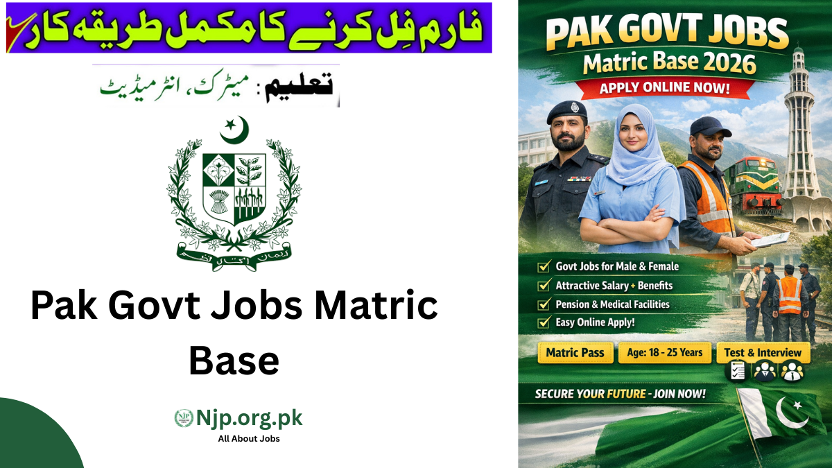 Pak Govt Jobs Matric Base 2026